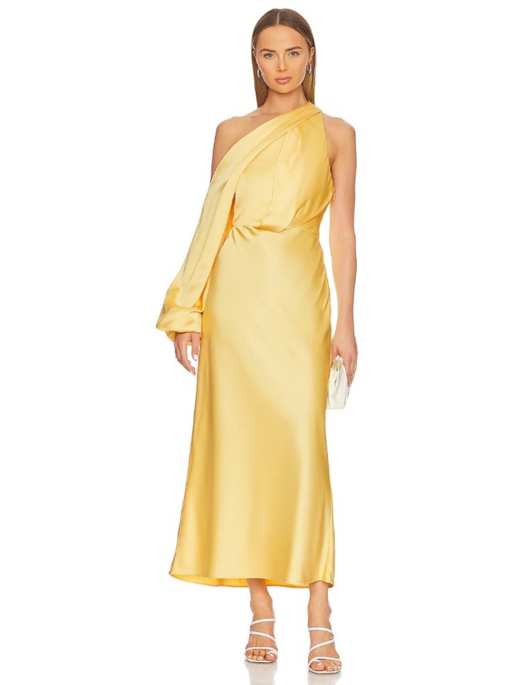 Significant Other Lana Dress in Lemon Yellow One Shoulder